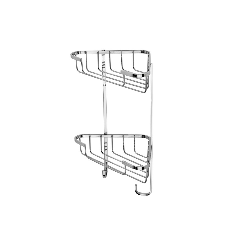 Croydex Two Tier Stainless Steel Medium Corner Basket Shower Caddy,