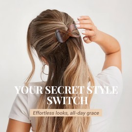 PROPOG Women's Hair Clips, Pack of 4 Flat Hair Clips, Large, Non-Slip, Flat Claw Clip, Elegant French Hair Clip for Thick & Thin Hair, Everyday Wear, Sports or Relaxation (Brown)