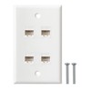 Ethernet Wall Plate, 4 Port Cat6 RJ45 Keystone Inline Coupler