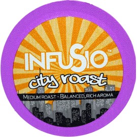 96 Count City Roast - InfuSio Coffee, Single-serve Cups for Keurig K-cup Brewers - Premium Roasted Coffee (96 Compatible with 2.0) (City Roast)
