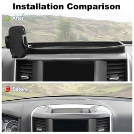 JWWY Phone Holder Mount with Storage Tray Central Dashboard Phone Mount with Storage Bin Fit for 2018-2025+ Dodge RAM 1500 2500 3500 Interior Accessories Black