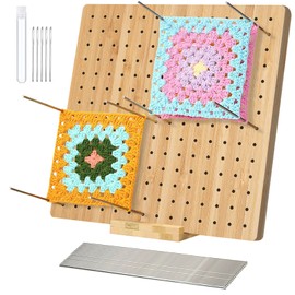 Locking Board for Granny Square, Wooden Blocking Board Crochet and 20 Stainless Steel Rod Pins, PQKL-party Barrier Board Crochet Wood, Crochet Blocking Board Kit, Knitting and Crochet Projects, Bamboo