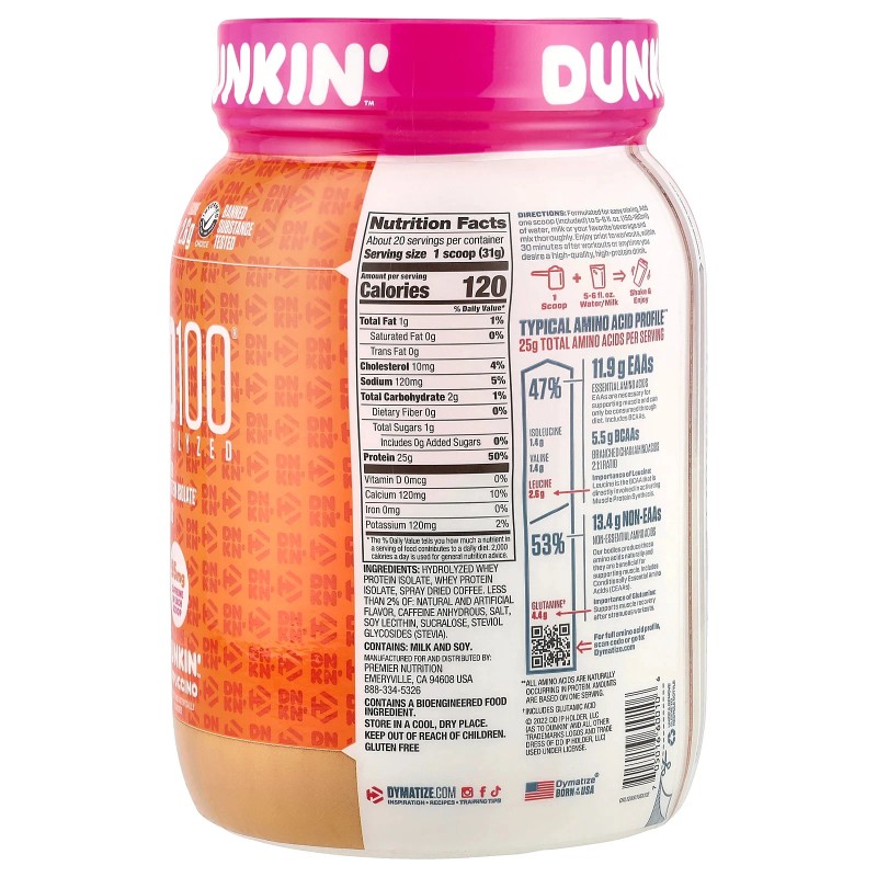 ISO100® hidrolizado, aislado de proteína de suero 100 %, Dunkin’™