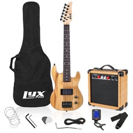 LyxPro 30 Inch Electric Guitar and Starter Kit for Kids with 3/4 Size Beginner’s Guitar, Amp, Six Strings, Picks, Shoulder Strap, Digital Clip On Tuner, Guitar Cable and Soft Case Gig Bag - Natural