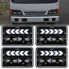 BESTZHEYU 4PCS 4x6'' LED Headlights for Kenworth T800 W900 Freightliner