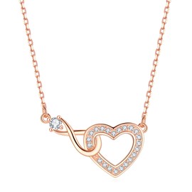 Jrêveinfini Infinity Heart Necklace Women's 925 Silver Mother Daughter Chain Mum Necklace Teenager Girls Girlfriend Gifts for Women Girls with Gift Box Adjustable 45 + 5 cm, Sterling Silver Cubic