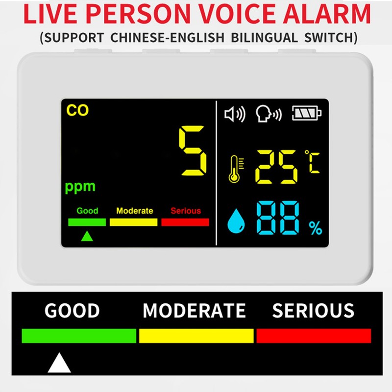 Portable Air Quality Meter 3in1 CO Temperature and Humidity Tester
