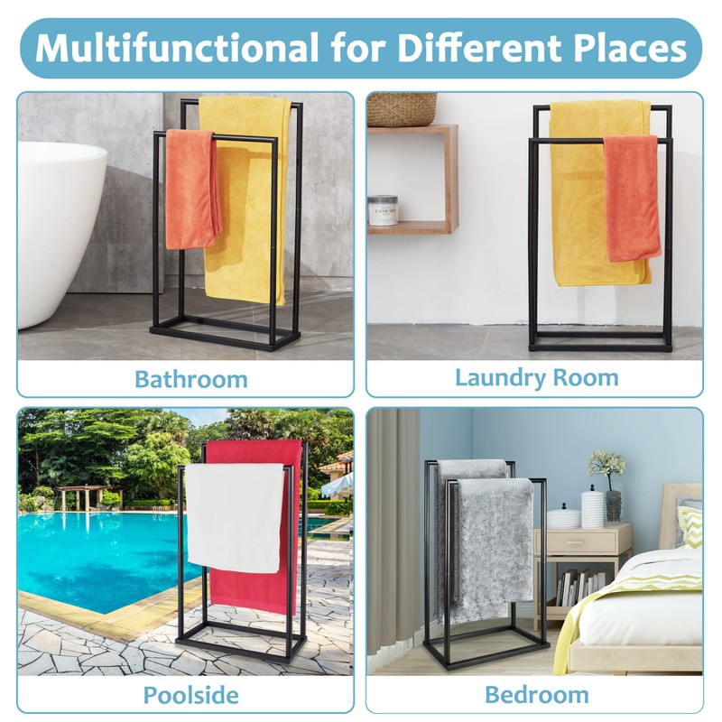 Free Standing Towel Rack, 2 Tier Towel Racks for Bathroom
