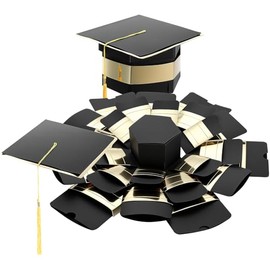 Marspark Graduation Explosion Gift Box Black and Gold Money Holder Box with Tassel Congrats Grad Surprise Pop up Boxes DIY Custom Scrapbook Photo Album Class of 2026 Gifts for High School College