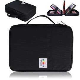 AYVANBER Colored Pencil Case 220 Slots Gel Pens Holder Waterproof Organizer Bag Portable Artist Painting Pencil Pouch Handy Storage Box for Watercolor Pens or Markers and Stationery Supply (Black)