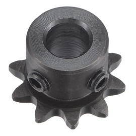 sourcing map Sprocket with 10 Teeth Type B Single Strand 1/4 Inch Pitch 8 mm Bore Black Oxide Carbon Steel C45 with 2 Adjusting Screws for ISO 04C