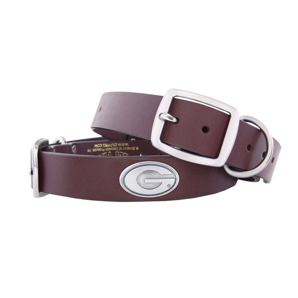 ZEP-PRO Georgia Bulldogs Brown Leather Concho Dog Collar, Medium