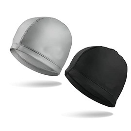 Qrity 2 Piezas Gorros de Natación Elásticos Gorro de Natación Impermeable de PU Antideslizante para Adultos, Hombres, Mujeres, Niños, Niñas