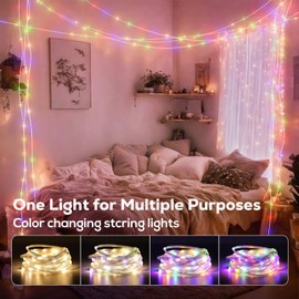 Soiarllt Christmas Lights Outdoor, 200LED 66FT String Lights with Remote Control, Plug-in Outdoor Lights, 11 Lighting Modes, IP65 Waterproof for Christmas Tree, Home Yard (Multicolor to Warm White)
