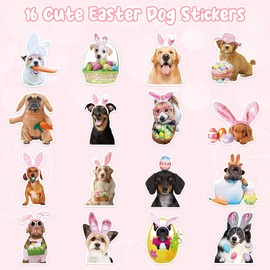 E1mity Easter Sticker Roll Cute Dog, Pack of 1000 Realistic Rabbit Dog Stickers, 16 Styles Rabbit Eggs Reward Stickers, Waterproof for Children Party Decor Bag Filler Favours Gift