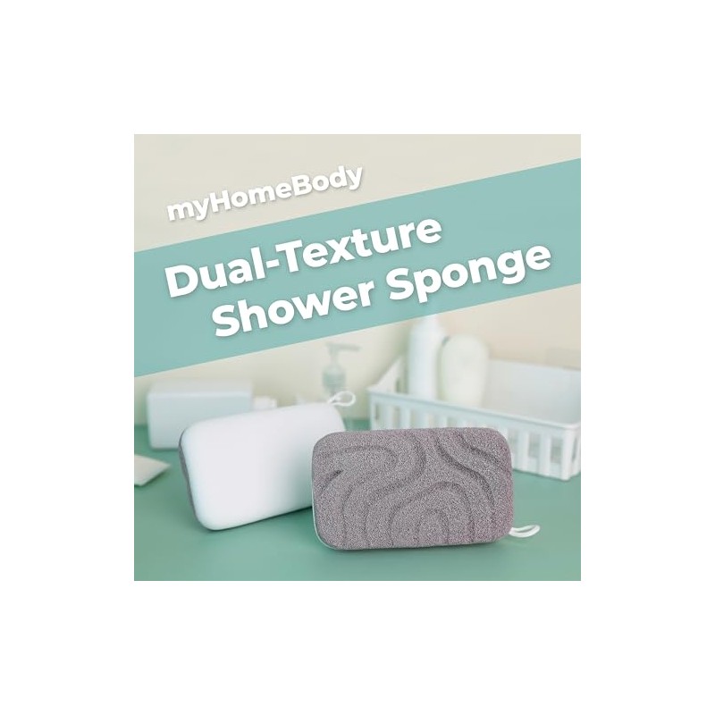Myhomebody Esponja Ducha Doble Textura Exfoliante Baño Mujeres Corporal Lufa