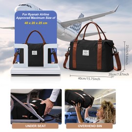 WEPLAN Hand Luggage Bag 45 x 36 x 20 Easyjet for Aeroplane Travel Bag Women's Hand Luggage Ryanair 40 x 20 x 25 Bag Weekender Bag Travel Bag Sports Bag with Shoe Compartment Hospital Bag Swimming Bag