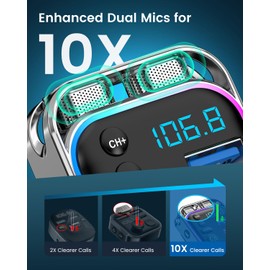 LENCENT Bluetooth 5.3 FM transmitter,PD 30W & QC3.0 Fast Charger Bluetooth car adapter,Hi-Fi music/clear calling car FM bluetooth adapter