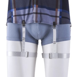 Kedofe Men Shirt Stays Adjustable Elastic Shirt Garter Shirts Holder with Non-slip Locking Clamps for Police Military (White)