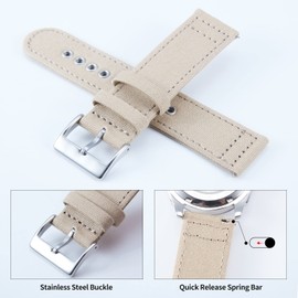 BINLUN Canvas Watch Band with Quick Release, Fabric Strap, Available in 18mm, 20mm, 22mm, and 24mm, Breathable Watch Band, Replacement Strap, Compatible with Smartwatches, Unisex, 7 Colors, Includes