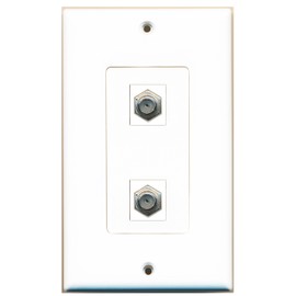 RiteAV 2 Port Coax Type Wall Plate OVERSIZED White