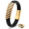 SERASAR Mens Bracelets 20cm Gold Gift-Box Genuine-Leather Cowhide Braided Adjust-Able