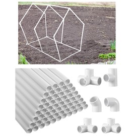 Sawysine 102 Pcs DIY PVC Projects Set Included 60 Pcs 24 Inch PVC Pipe and 42 Connection Pipe Fittings for Spring, Home, Greenhouse, Garden, Farm, Workshop, Summer(White,1 Inch)