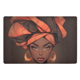 ALAZA African American Woman Afro Front Door Mat Outside Entrance 32x20 Inch Doormat for Outdoor Indoor Washable Non Slip Floor Mats
