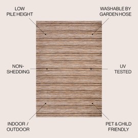 JONATHAN Y TSN103A-4 Finn Modern Farmhouse Pinstripe Casual Indoor Outdoor Area Rug Contemporary Coastal Easy Cleaning Bedroom Kitchen Backyard Patio Non Shedding, 4 ft x 6 ft, Natural/Brown