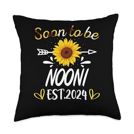 Soon To Be NOONI Est.2024 Cute Sunflower Matching Family Throw Pillow, 18x18, Multicolor