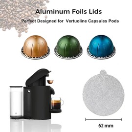 150 Pcs 62mm Aluminum Foil Lids to Reuse Coffee Pods Compatible with Nespresso VertuoLine, Capsule Aluminum Foil Lids Sticker No Leak Coffee Pods Stickers Covers