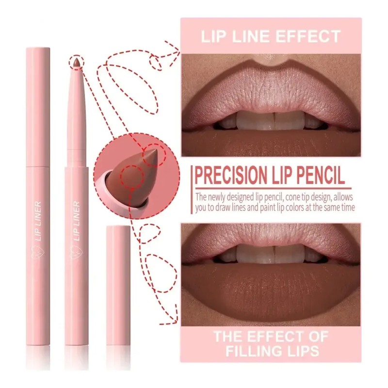 Set De 12 Delineadores De Labios Mate Y Fáciles De