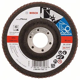 Bosch Accessories 2608607322 X571 Flap Disc for Metal Straight, 115mm Ã˜, 40 Grit, Black/Brown