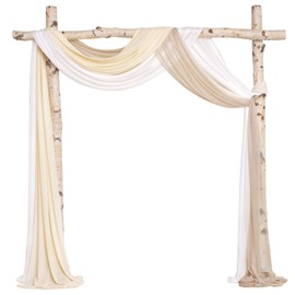 Ling's moment Wedding Arch Draping Fabric 3 Panels 30" x 20Ft Chiffon Fabric Drapery Wedding Ceremony Reception Swag Decorations (Cream +Nude +Ivory)