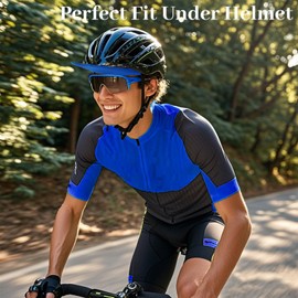 cnomg Cycling Cap for Men Women Bike Hat Under Helmet Liner Skull Cap for Summer Outdoor Sports Running Sun Protection (CA/US, Alpha, One Size, Standard, Blue)