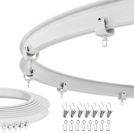 Flexible Ceiling Curtain Track Ceiling Mount, Curved Curtain Rod, Sliding Curtain Track, Room Divider, Shower Curtain Rod, Wall Divider, 9.8 FT/ 3 M, White