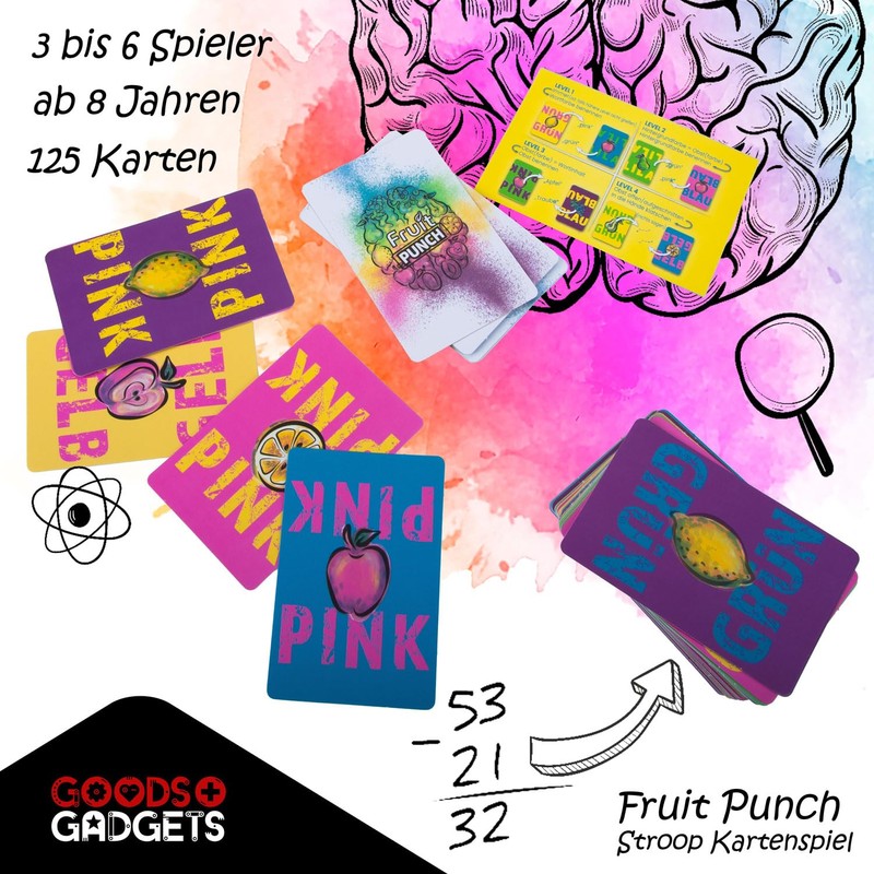 GOODS+GADGETS Fruit Punch Card Game with Stoop Effect, Brain Training