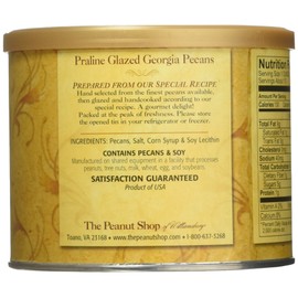 The Peanut Shop of Williamsburg Praline Glazed Pecan Tin, 9.5 Ounce