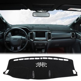 Aunginsy Car Dashboard Cover Mat Compatible with Ford Ranger 2015-2022 Truck Dashboard Dash Cover Nonslip Black Mat Sun Pad Dash Carpet Sunshade Glare UV Rays Protector Car Interior Accessories (LHD)
