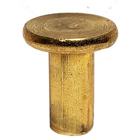 3/16" Dia. X 3/8" Length - Brass Solid Rivet, Flat Head, Plain Finish, (Pack of 1LB - Approximately 190 Pieces)