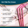 Disposable Hot Pink Plastic Flex Straws - 11.5", 50 Count