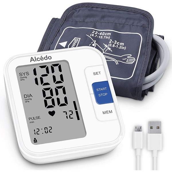 Alcedo Blood Pressure Monitor Upper Arm, Automatic Digital BP Machine with Wide-Range Cuff for Home Use, LCD Screen, 2x120 Memory, Talking Function