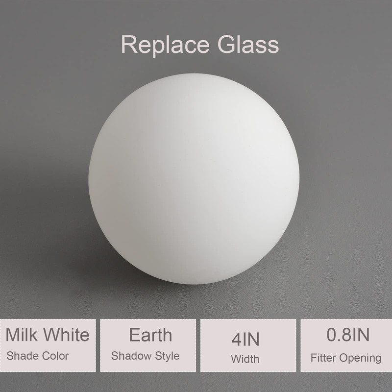 FMOPQ Lighting Replacement Glass Lampshade 4 Inch Milky White Glass