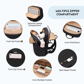 GOLF QUALITY Hiking Travel Backpack for Women Casual Business Weekender Multilayer Laptop Bag,16 Inch,Black