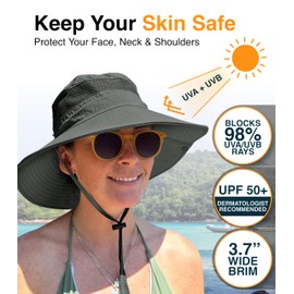 GearTOP UPF 50+ Safari Hats Mens Sun Hat Hiking Hat Women Fishing Hats UV Protection Hat Packable Sun Hat Women Wide Brim Hats for Women 2 Pack