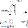 Shower Arm 45° 1/2 Inch Male / Male Thread Stainless
