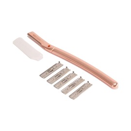 ISOCLEAN Facial Dermablade Razor with 6 Stainless Blades -Professional Hair Removal & Skin Exfoliation Tool | Dermaplaning Tool for Face, Eyebrow Shaping (Rose Gold)