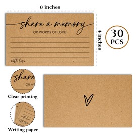 vuxhg Share a Memory Card, 30 Pcs Celebration Of Life Decorations - Minimalist Brown Memory Cards For Funeral,Graduation, Birthdays, Wedding, Bridal Shower Party Favors Decorations（4 x 6In - A01