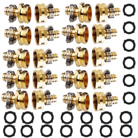 NICOLEKAY Garden Solid Brass Hose Repair Connector with Clamps, Fit for Garden Hose Fitting,Male and Female Hose Fittings 10 Set (5/8-10 Set)
