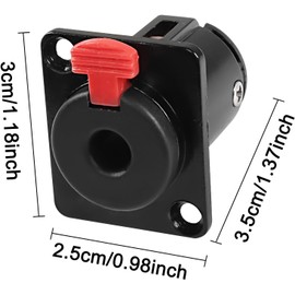 XMSJSIY 1/4" 6.35mm Stereo Socket Audio Jack Adapter Connector 6.35mm TS/TRS Female Socket Panel Mount with Locking Style D Series Size for Microphone Speaker Amplifier Mixer -2 Pack